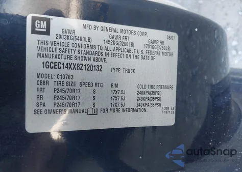 2008 Chevrolet Silverado Work Truck from USA, damaged, VIN 1GCEC14XX8Z120132